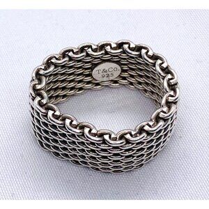 Tiffany & Co Somerset Sterling Silver Mesh Ring 6.5